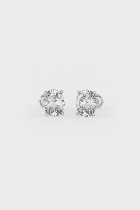 Oval Shaped Solitaire Stud Earrings