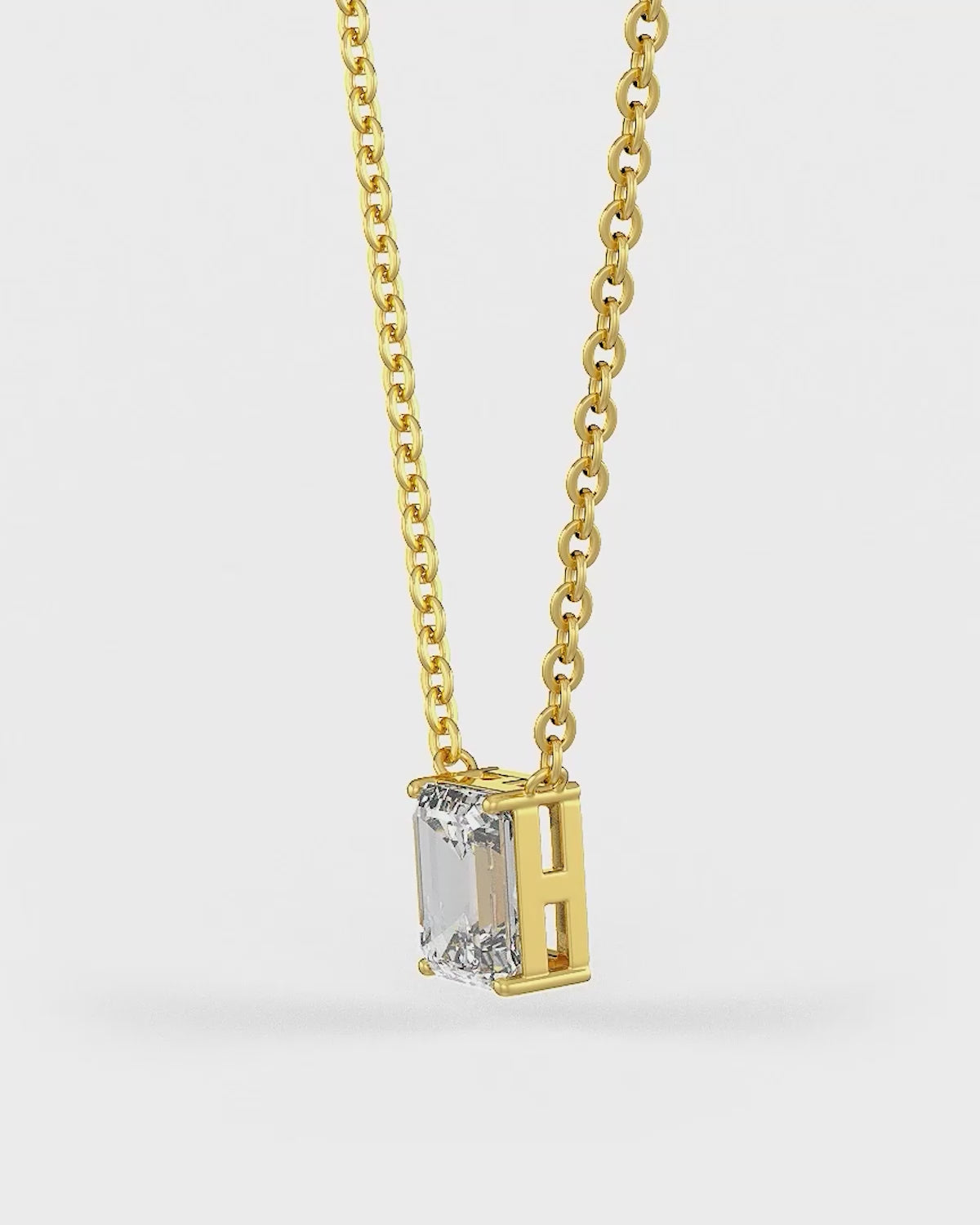 Emerald Cut Solitaire Pendant With Chain