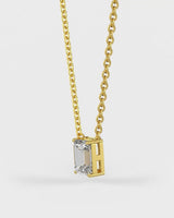 Emerald Cut Solitaire Pendant With Chain