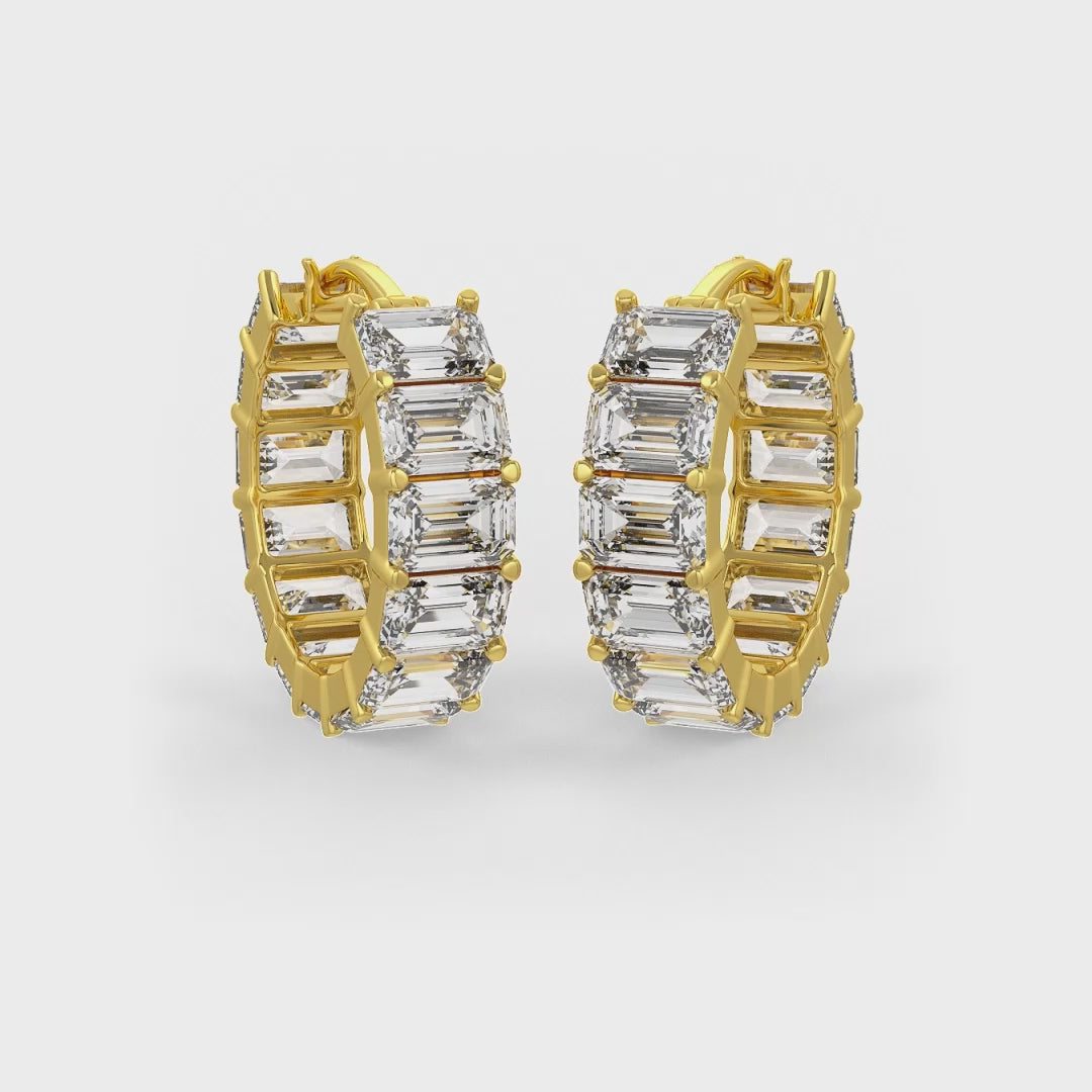 Emerald Cut Solitaire Hoop Earrings