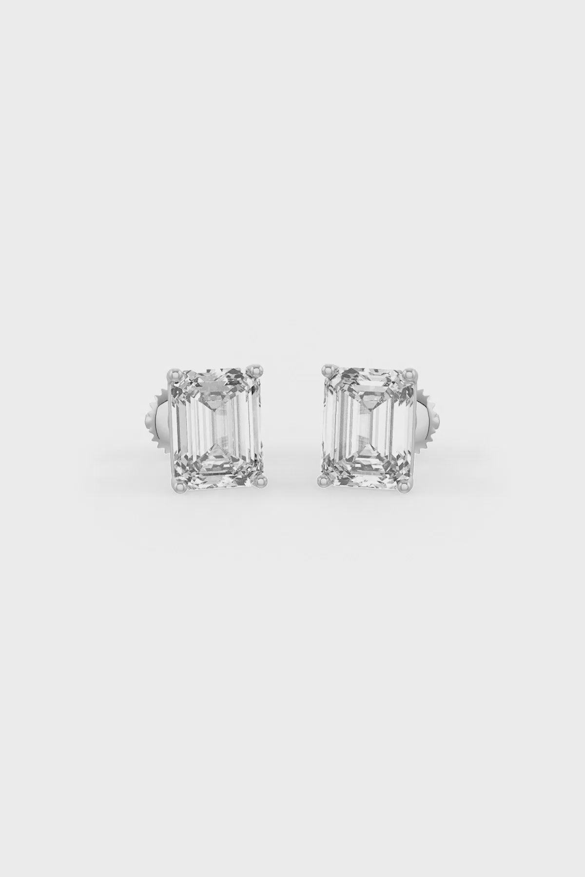 Emerald Cut Solitaire Stud Earrings