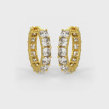Square Shaped Solitaire Hoop Earrings