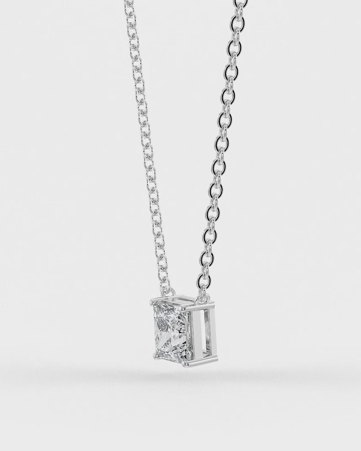 Square Shaped Solitaire Pendant With Chain