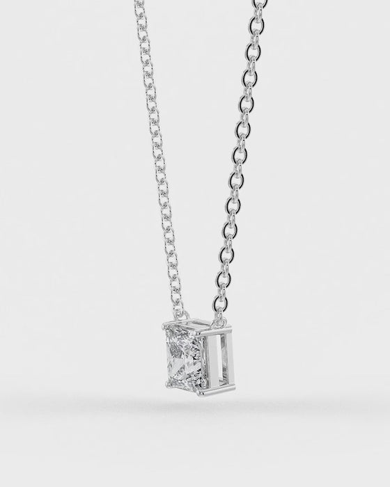 Square Shaped Solitaire Pendant With Chain