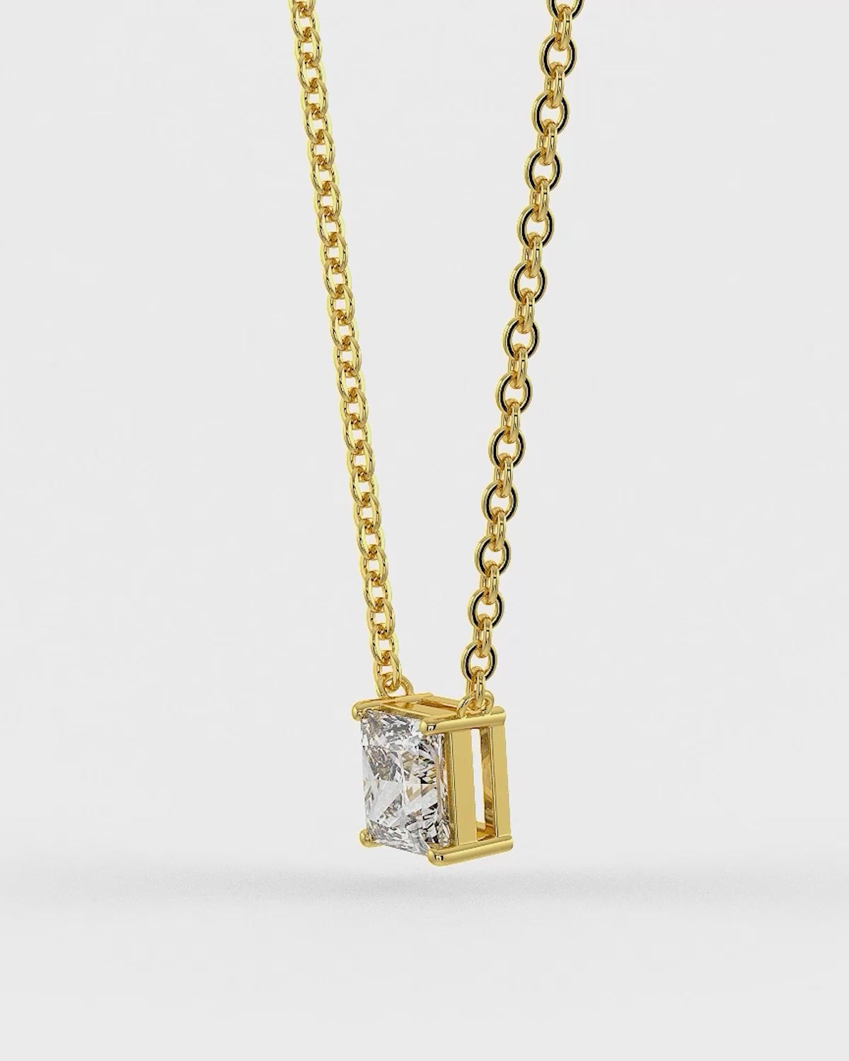 Square Shaped Solitaire Pendant With Chain
