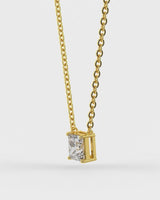 Square Shaped Solitaire Pendant With Chain