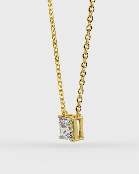 Square Shaped Solitaire Pendant With Chain