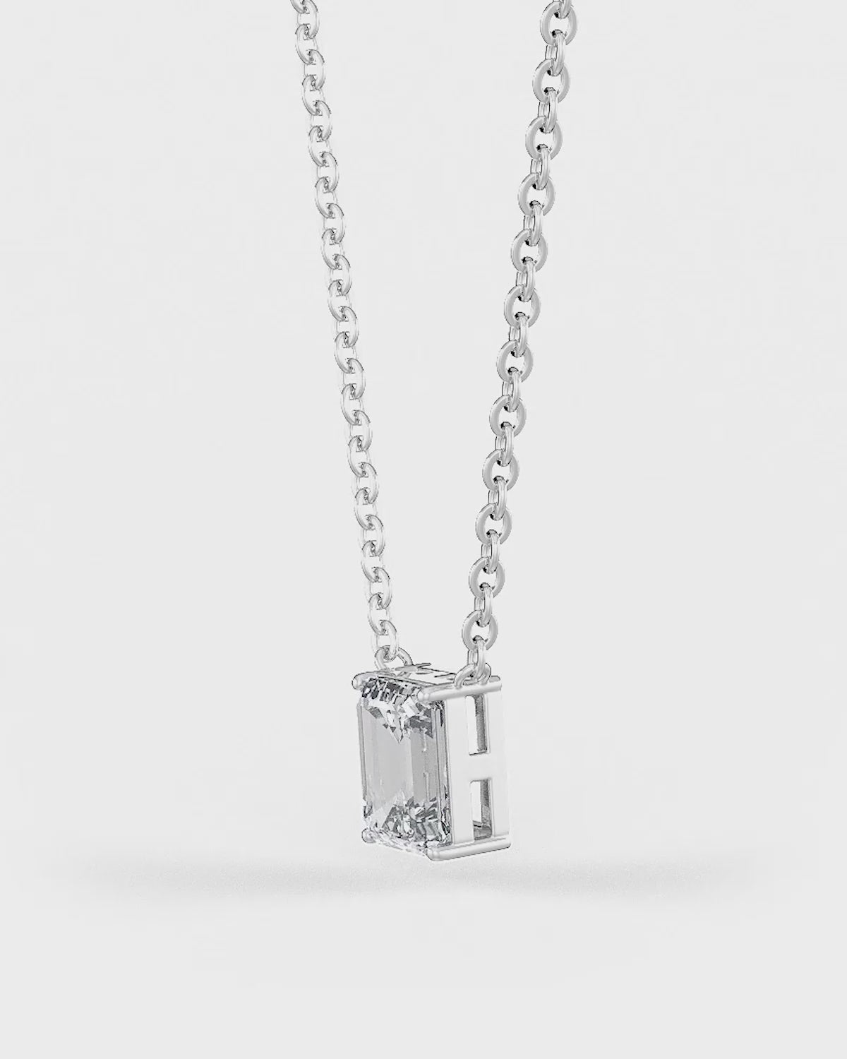 Emerald Cut Solitaire Pendant With Chain