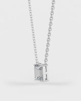Emerald Cut Solitaire Pendant With Chain
