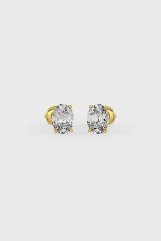 Oval Shaped Solitaire Stud Earrings