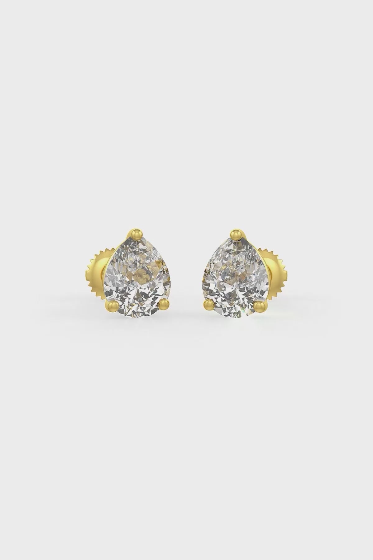 Pear Shaped Solitaire Stud Earrings