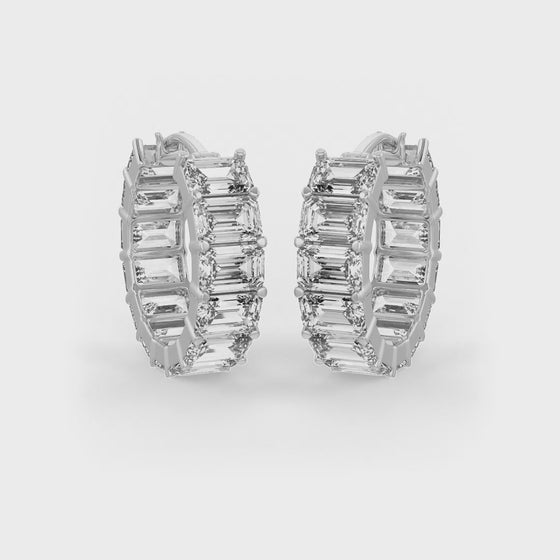 Emerald Cut Solitaire Hoop Earrings