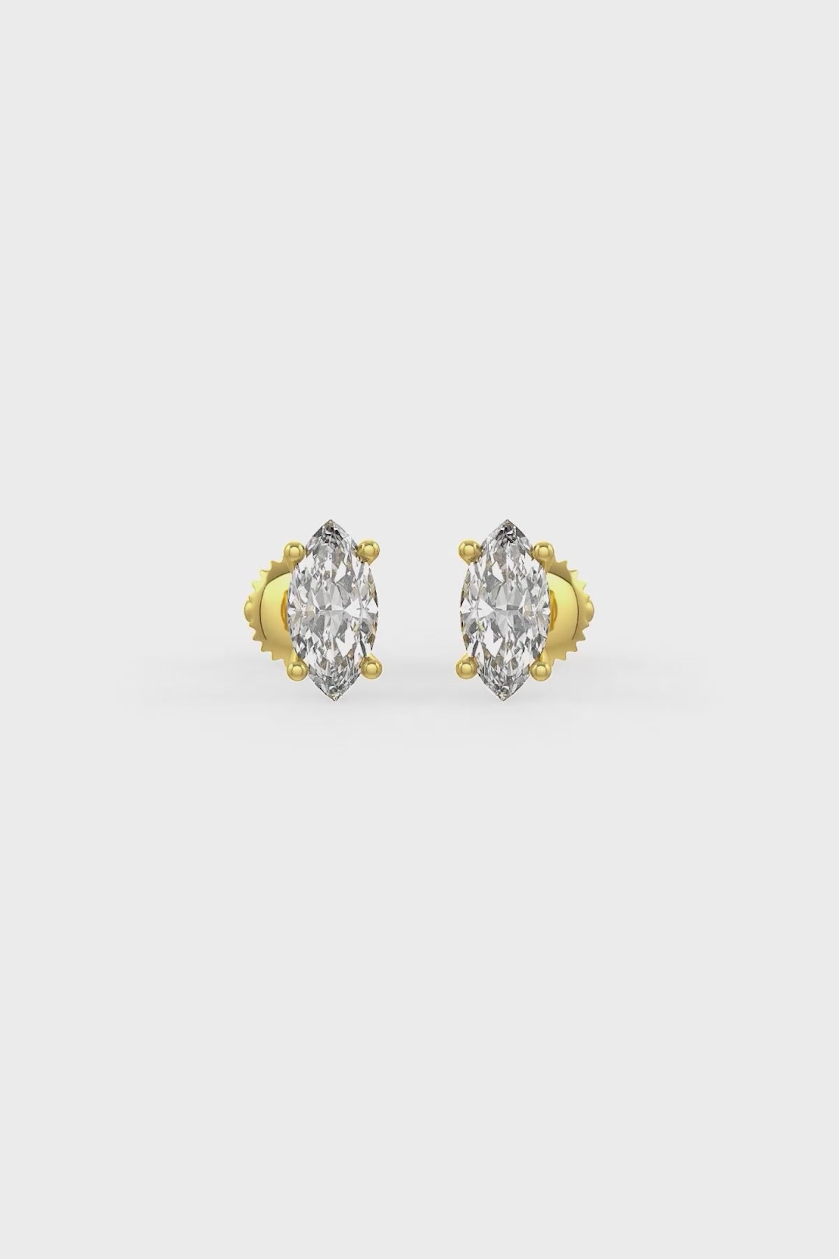 Marquise Shaped Solitaire Stud Earrings