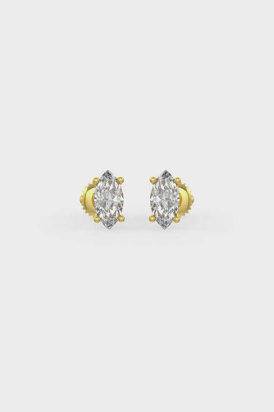 Marquise Shaped Solitaire Stud Earrings