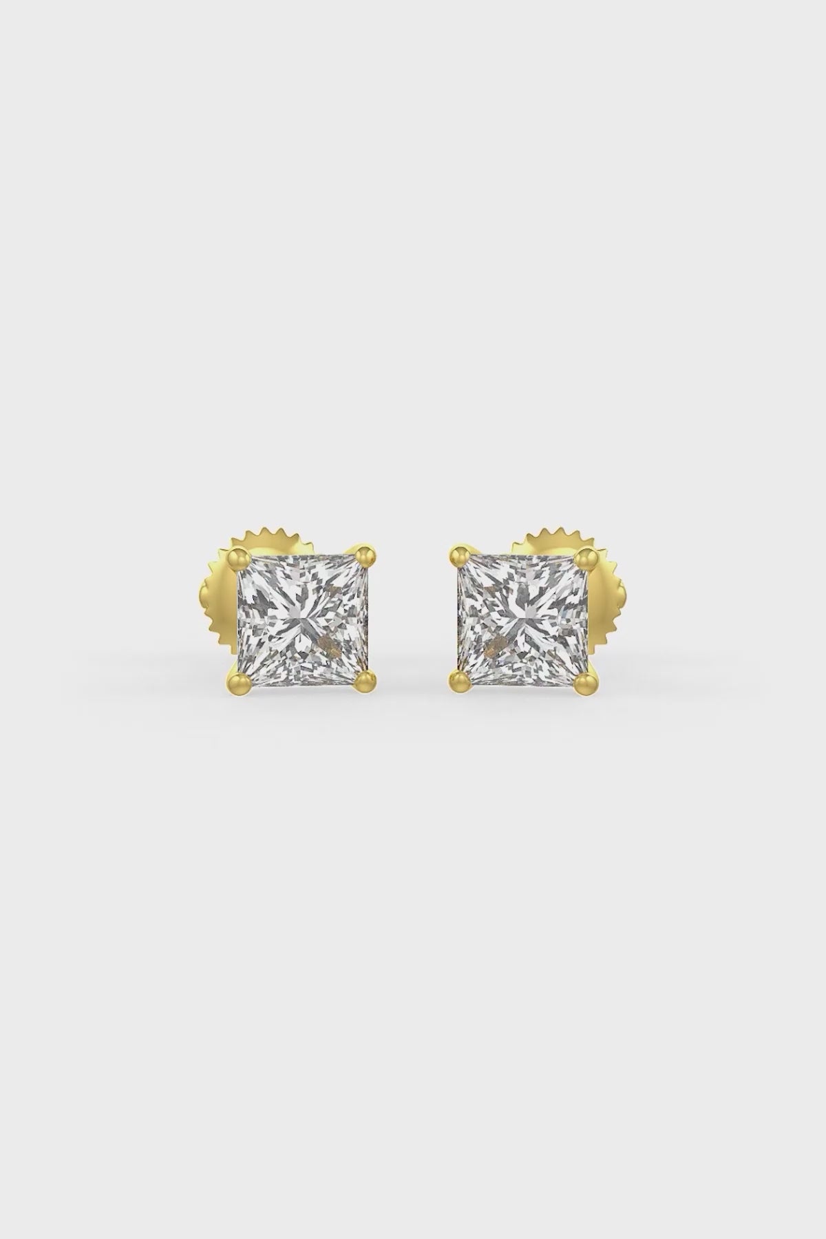Square Shaped Solitaire Stud Earrings