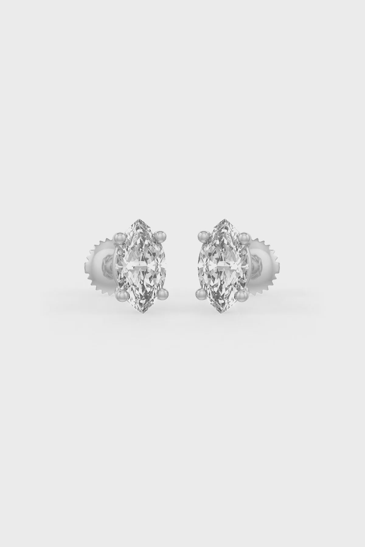 Marquise Shaped Solitaire Stud Earrings