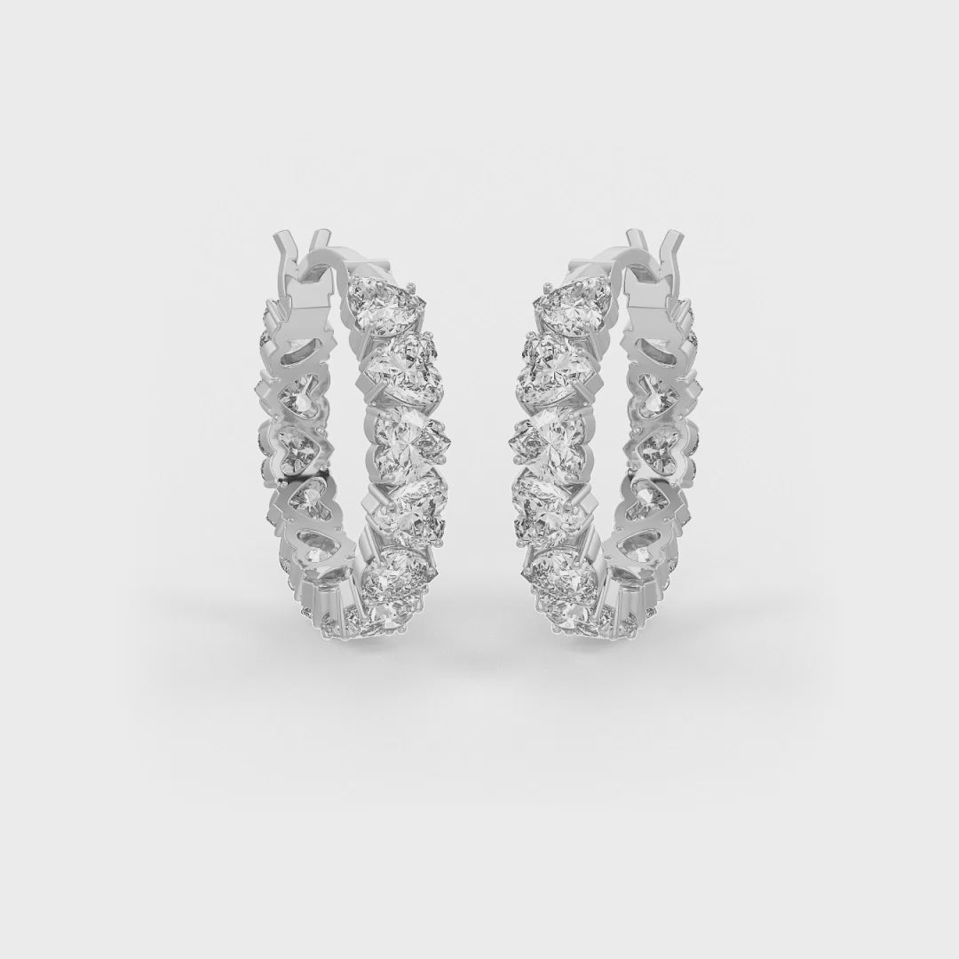 Heart Shaped Solitaire Hoop Earrings