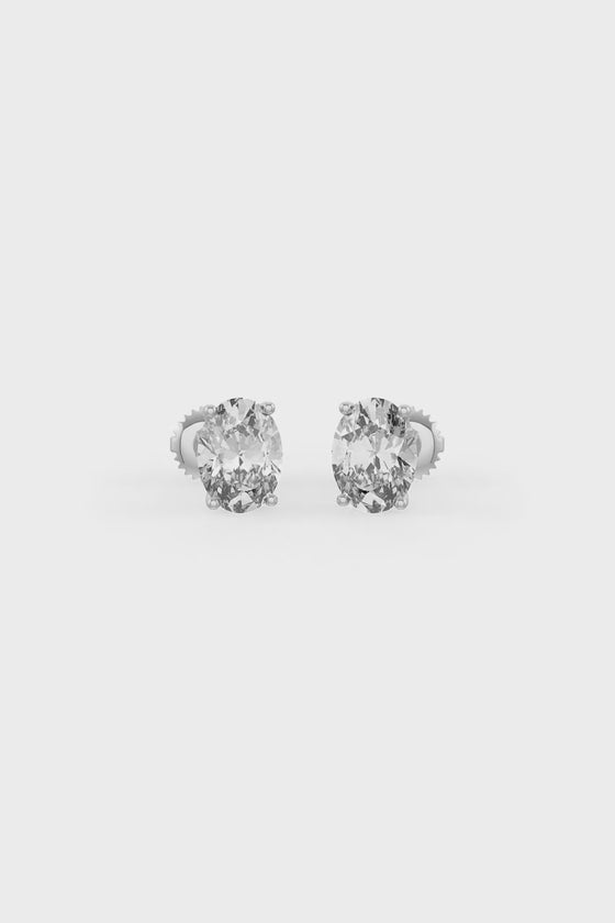 Oval Shaped Solitaire Stud Earrings