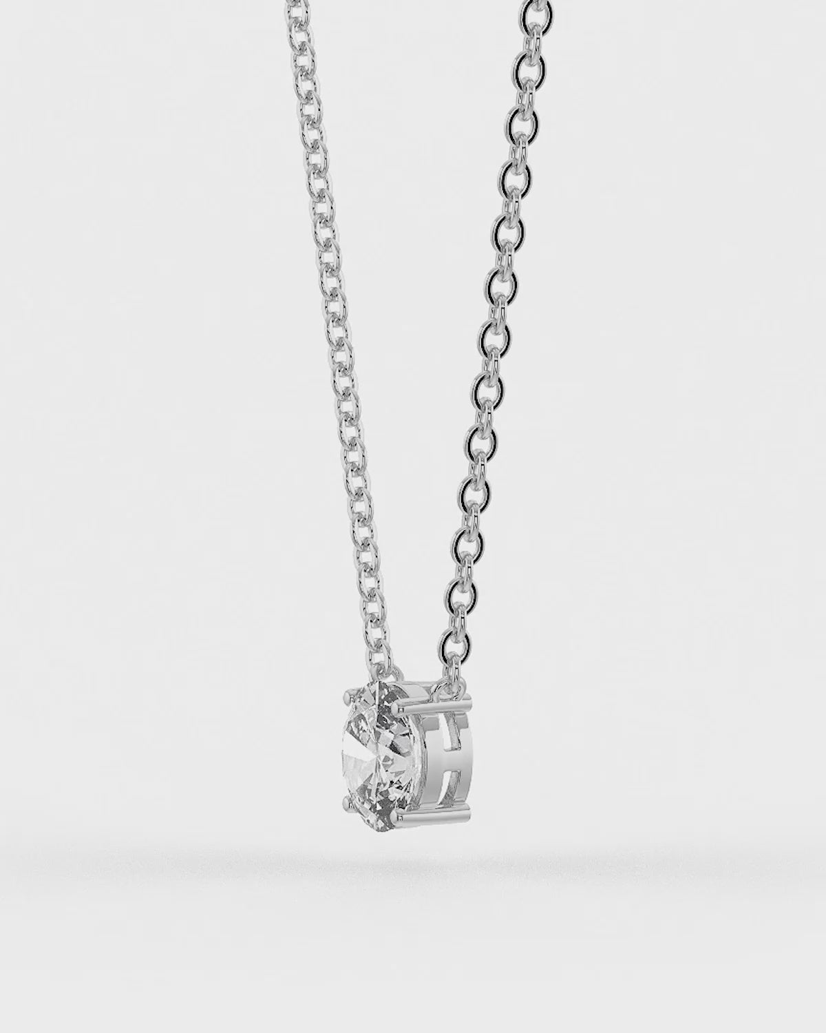 Oval Shaped Solitaire Pendant With chain