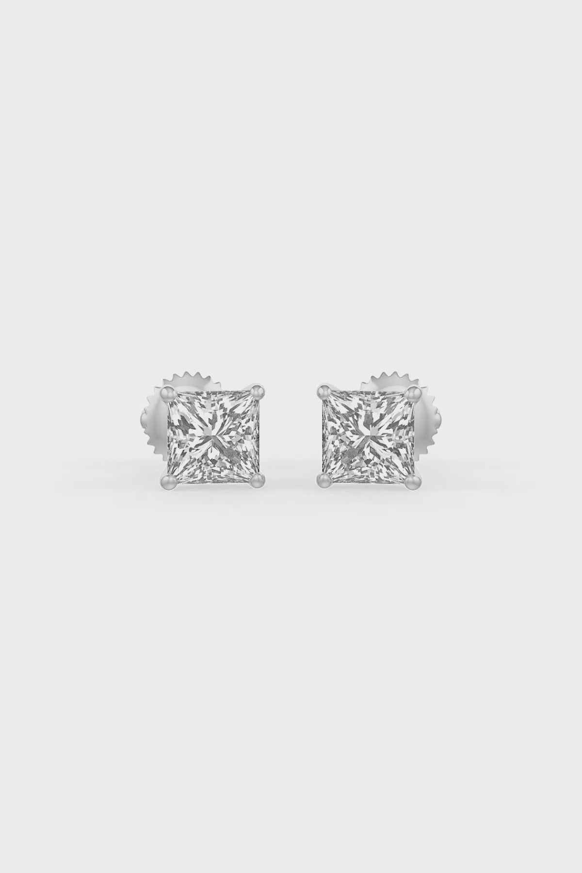 Square Shaped Solitaire Stud Earrings