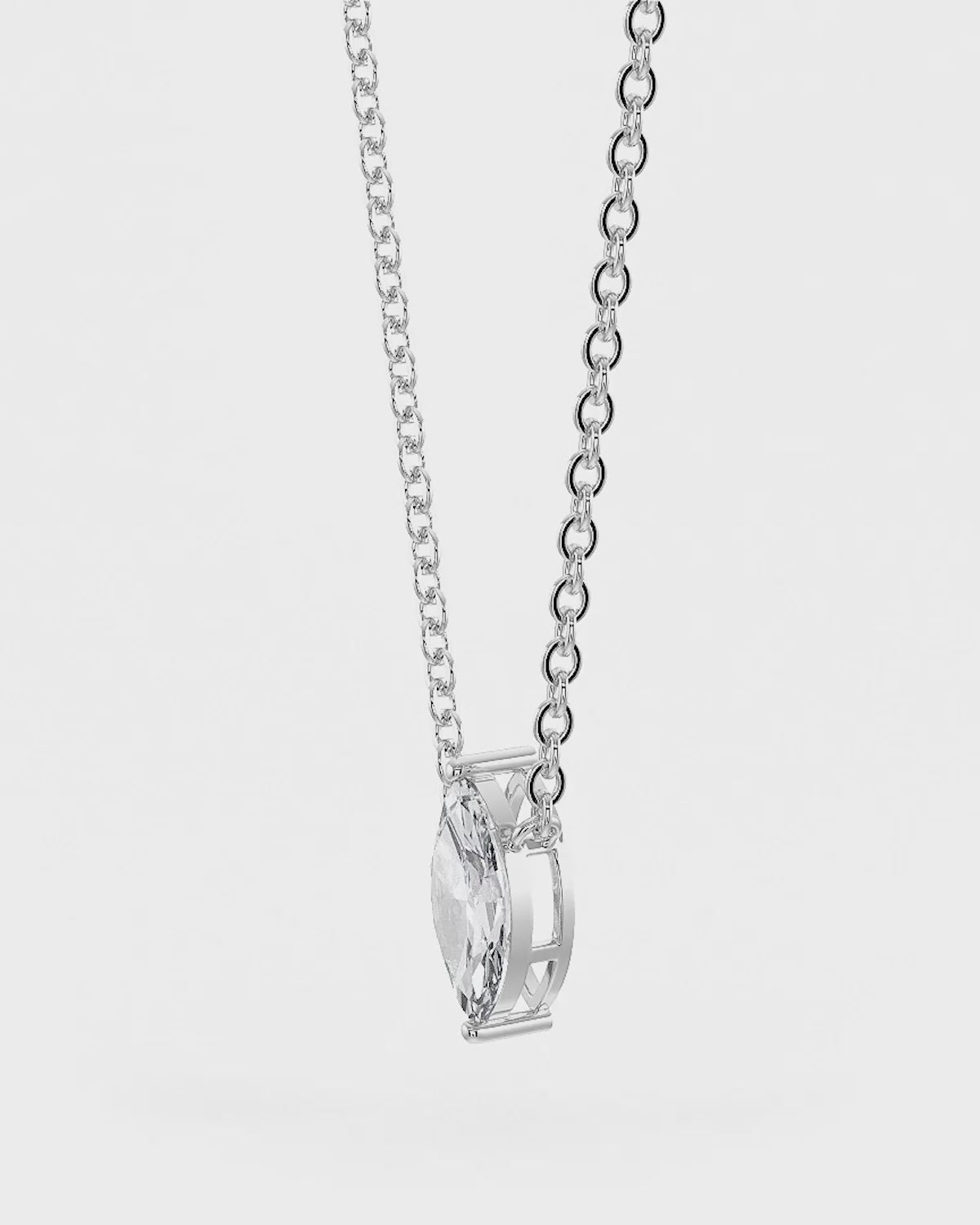 Marquise Shaped Solitaire Pendant With Chain
