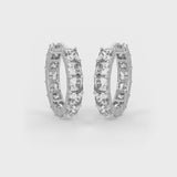 Square Shaped Solitaire Hoop Earrings